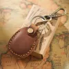 vintage Leather Acc Card Holder Keychain Round Water Drop Acc Cards Protective Case Fi Keyring Card Bag R7bU#