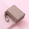 women Wallets Fi PU Leather Embroidered Love Tri-fold Small Wallet Kawaii Cute Card Holder Multi-card Slot Coin Purses 67Jp#