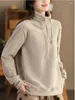 Felpe con cappuccio da donna da donna più spesse calde 2024 inverno retrò dolcevita con coulisse tipo slim pullover tutto-fiammifero casual