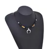 Kedjor Bohemiska etniska pärlkedja Metal Moon Pendant Necklace Women's Party Jewets Gifts