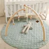 Baby Wooden Gym Frame Crochet Star Cloud Music Pendant Rattle Toys For Baby Gym Activity Montessori Toys For born Birth Gift 240327