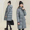 Women's Jackets 2024 Winter Black Gold Down Jacket For Classics Loose Cotton Coat Over Knee Hooded Parka Ladies Trend Thicken Outerwear
