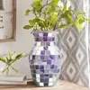 Vasi in stile europeo pastorale rosa viola mosaico vaso di vetro moda casa ristorante decorazione arredamento