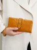 Retro dames triple vouw LG -portemonnee minimalistisch met polsband multi -kaartsleuf hand portemonnee J9L5#