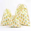 3 Taille Fruit Design Imprimé Sac à cordon Poche de rangement Pochette Motif de pin Sac à dos Femmes Sacs en tissu Cott y8nn #