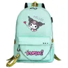 Kuromi Mymelody для мальчиков и девочек, детские школьные сумки для книг, женский рюкзак с USB-цепочкой, холст, мужской рюкзак для ноутбука, рюкзак Q5C6 #