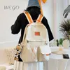 Backpack Japanese Canvas Contrast Color Zipper Female Male Schoolbag College Student School Back Pack