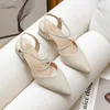 Casual Shoes Beige Heeled Sandals Buckle Strap Fashion Womens 2024 Med Large Size Black Open Luxury Summer Medium Block Pointed Low