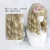 Wigs Synthetic short hair retro wavy hair girl bangs wig golden brown Lolita Cosplay wig party wig