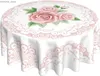 Nappe de table Nappe ronde florale rose 60 pouces Nappe de fleur Ruitic Tissu imperméable Décor de table moderne pour fête de mariage Y240401