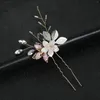 Pinces à cheveux florales en forme de U, épingle à cheveux en alliage de cristal, diadèmes pour femmes, mode pince à pince, fourchette, ornement de mariage, bijoux Noiva