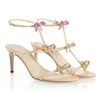 Material av högsta kvalitet Rene Jeweled Sandals Shoes Caterina Caovilla Kvinnor Pumpar Bow Crystal Pumps Glitter Soles Lady High Heel8796767
