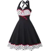 Casual Dresses Halter Polka Dot Women Party Dress 2024 50s 60s Retro Vintage Woman kläder Elegant ärmlös pinup rockabilly mantel