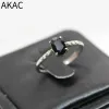 Anneaux Akac Natural Black Spinelle 925 Taille de pierre d'anneau en argent sterling environ 5 * 7 mm Envoyer au hasard