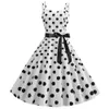 Women Summer Polka Dot Print Party Robe Femme Black Retro Vintage Swing Prom Rockabilly Midi Dresses vestidos 240319