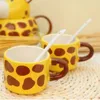 Mugs Creative Giraffe Teapot Set Ceramic With 2 Cups Cartoon Animal Mug For Adults Kids Birthday Gift Milk Water Cup