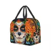 Giorno dei morti Sugar Skull Borse da pranzo isolate per ufficio scolastico La Calavera Catrina Warm Cooler Lunch Box termico Donna Bambini L8u5 #