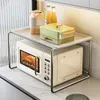 Rack de forno de microondas de luxo para armazenamento de cozinha Suporte de mesa multifuncional de camada dupla