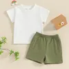 Ensembles de vêtements Toddler Né Baby Boys Summer Summer Summer Embroidery Short à manches courtes Tops Shorts de taille élastique 2pcs Vêtements décontractés