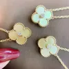Designer Charm 925 Sterling Silver Van Golden Shell Clover Women's Necklace 18K Gold Belt Diamond Fritillaria Lucky Grass Pendant Jewelry