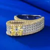 Anneaux de cluster IsRabbit 18K Plaqué Or Ovale 6 8MM Jaune Saphir Diamant Bague Pour Femmes Cadeaux D'anniversaire 925 Sterling Argent Vintage