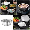 Dinnerware Sets Buffet Square Basin Kitchen Gadget Stainless Mixing Bowls Household Vegetable Washing Dish Metal Party Tray Steel