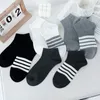 Women Socks Sweat-absorbent Wearproof All Seasons Refreshing Sports Stripe Elastic Hosiery Asymmetry Cotton Ankle