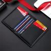 Män minimalistisk Slim Card Holder äkta läderkort Plånbok Slim Line Thin Mini Small RFID PASSPORT ID KORT HOLDER MANE 14CE#