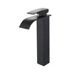 Bathroom Sink Faucets Arrivals Basin Faucet High Quality Stainless Steel Black Painting Tap Waterfall Square Mixer Deck Mounted