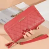 lg Women's Wallet Female Purses Tassel Coin Purse Card Holder Wallets Double Zipper Pu Leather Clutch Luxury Mey Phe Bag S6wO#