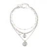 Ожерелья с подвесками, модное многоуровневое ожерелье с воротником для женщин, женская позолоченная цепочка из бисера, искусственный жемчуг, человеческая голова, монета, ювелирное изделие, подарок