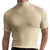 Men's T Shirts Fashion Mock Turtleneck Short Sleeve Pullover Basic Designed Undershirt Slim Fit Top Casual Soft