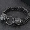 Armbanden vast zwart roestvrij staal gotische schedel leeuw wolf hoofd heren armbanden vintage heren joodse joodse geschenken voor vriendje vader echtgenoot