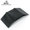 genodern Men's Leather RFID Blocking Trifold Security Wallet Carb Fiber Leather Large Capacity Multi Card Holder Male Purse P8Hu#