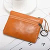 Porte-monnaie en cuir Femmes Mini Change Purse Enfants Coin Pocket Portefeuilles Porte-clés Porte-clés Pochette à fermeture éclair Porte-cartes Portefeuille Couleur unie 10aV #