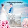 Chair Covers Wedding Ring Pillow Embroidered Flowers Satin Ribbon Bridal Ceremony Pocket Cushion For Indoor Beach Weeding