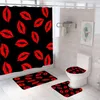 Shower Curtains Sexy Red Lip Curtain Set Girls Modern Art Non-slip Mat Toilet Bathroom Home Decor