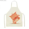 Förkläden Cartoon Printed Pig Kitchen Apron Antifouling Apron Womens Home Room Cleaning Apron Home Kitchenware Decorative Accessories Y240401