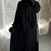 Abbigliamento etnico con cappuccio Abaya Dubai Jilbab Abito da preghiera in un unico pezzo con maniche a tromba Hijab attaccate Donne musulmane Ramadan Eid islamico