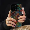 Colorful Diamond Lattice Totem Phone Case For iPhone 15 11 12 13 14 Pro Max 14plus X XR XS Max 7 8 Plus Shockproof Back Cover