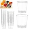 Disposable Cups Straws 30/50X Cake DIY Reusable Pudding Boxes Dessert Muffin Cup Round Plastic Transparent Cupcake