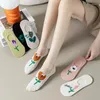 Frauen Socken 5 Paar Frühling Sommer Dünne Bonbonfarben Cartoon Blume Boot Weiblich Niedlich Flacher Mund Japanisch Unsichtbar