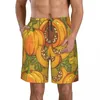 Men's Shorts Beach Short Swim Botanical Pumpkins Flowers And Leaves Surfing Sport Board Swimwear