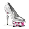 Dance Shoes 15cm Sexy High-Heeled With Romantic Crystal Rose Silver/ Bride Wedding 6 Inch Beautiful Flowers Platforms