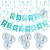 Feestdecoratie 24-delige set 12 inch lichtblauwe latex confetti ballonnen 16.4ft type 17 papieren kaart gelukkige verjaardag teken transparant