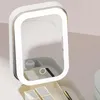 보석 상자 메이크업 케이스 휴대용 LED 거울 화장품 보석 조직을위한 멀티 칸막이가있는 거울 화장품 상자