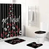 シャワーカーテンセクシーな赤いリップカーテンセットガールズモダンアートノンスリップマットトイレバスルームの家の装飾