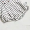 Summer Toddler Kids Stripe Bodysuit Boys Loose TurnDown Collar Jumpsuit Girl Baby Thin Shirt Crawlwear Onesie kläder 240323