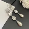 Dangle Earrings Fashion Brand Designer Long Pendant Earring Crystal Pearl Heart Ear Clip Women Luxury Jewelry Trend