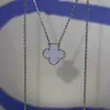 Designer Brand High Edition Van verdikt plating 18k goud paarse jade merg Lucky Clover Fashion New Necklace Light Luxe